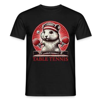 Hamster Retro Vintage Table Tennis Fan Design - T-shirt homme - noir - Devant - AI Model Male 178 light (178cm)