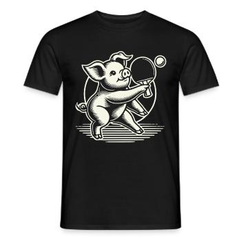 Lustiges Tischtennis Schwein Niedlich Motiv - Männer T-Shirt - Schwarz - Vorne - AI Model Male 178 light (178cm)