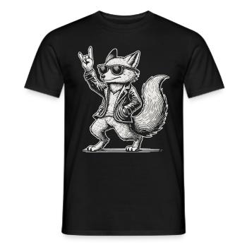 Rock Music Funny Heavy Metal Fox Concert - Men's T-Shirt - black - Front - AI Model Male 178 light (178cm)