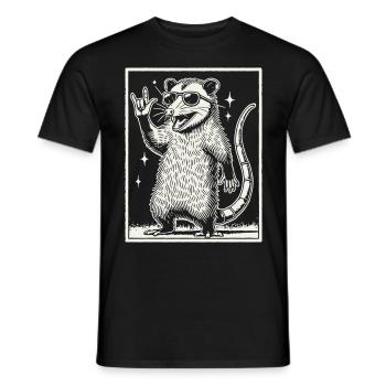 Drôle Rock Musique Rétro Heavy Metal Possum - T-shirt homme - noir - Devant - AI Model Male 178 light (178cm)