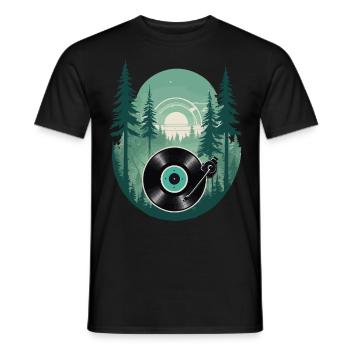 Vinyl vintage Musik Retro Streetwear Stil - Männer T-Shirt - Schwarz - Vorne - AI Model Male 178 light (178cm)