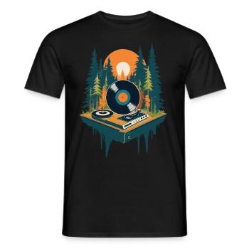 Musique Rétro Streetwear Platine vinyle - T-shirt homme - noir - Devant - AI Model Male 178 light (178cm)