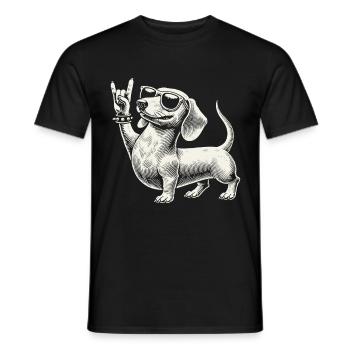 Cooler Dackel Rock Musik Heavy Metal Festival Spaß - Männer T-Shirt - Schwarz - Vorne - AI Model Male 178 light (178cm)