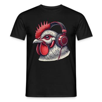 Musik Streetwear Outfit Huhn Mit Kopfhörern - Männer T-Shirt - Schwarz - Vorne - AI Model Male 178 light (178cm)