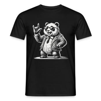 Musique rock rétro panda avec lunettes de soleil - T-shirt homme - noir - Devant - AI Model Male 178 light (178cm)