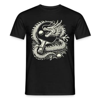 Œuvre d’art de tennis de table dragon avec raquette - T-shirt homme - noir - Devant - AI Model Male 178 light (178cm)