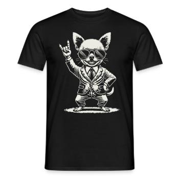 Musique rock Funny Heavy Metal Chihuahua Concert - T-shirt homme - noir - Devant - AI Model Male 178 light (178cm)