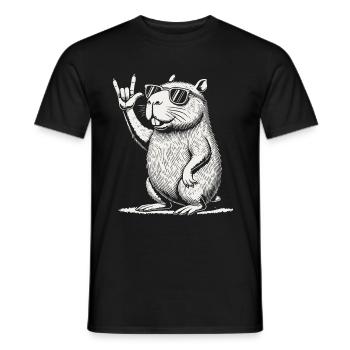 Rock Music Festival Funny Heavy Metal Capybara - Men's T-Shirt - black - Front - AI Model Male 178 light (178cm)