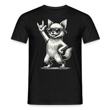 Festival de musique rock drôle chien chihuahua - T-shirt homme - noir - Devant - AI Model Male 178 light (178cm)