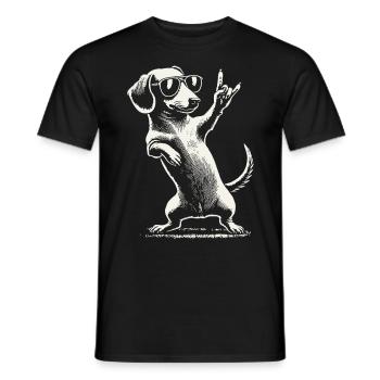 Musique rock drôle teckel chien concert design - T-shirt homme - noir - Devant - AI Model Male 178 light (178cm)