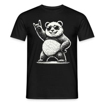 Heavy Metal Musik Panda Mit Sonnenbrille - Männer T-Shirt - Schwarz - Vorne - AI Model Male 178 light (178cm)