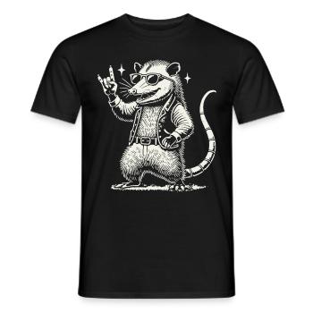 Lustiges Rock Musik Konzert Opossum Retro Stil - Männer T-Shirt - Schwarz - Vorne - AI Model Male 178 light (178cm)