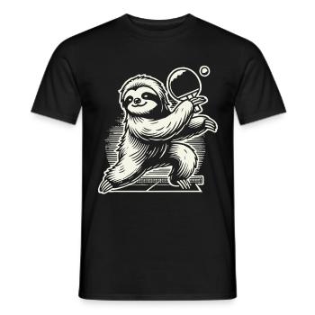 Sloth Table Tennis Fun for Animal Lovers - Men's T-Shirt - black - Front - AI Model Male 178 light (178cm)