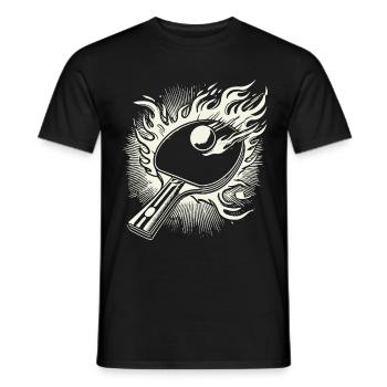 Flaming Table Tennis Racket Table Tennis - Men's T-Shirt - black - Front - AI Model Male 178 light (178cm)
