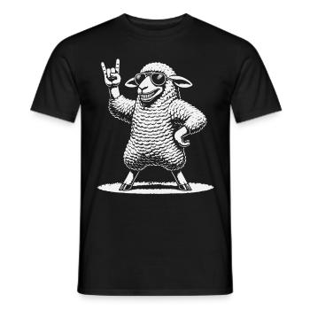 Musique rock Heavy Metal Mouton Avec lunettes de soleil - T-shirt homme - noir - Devant - AI Model Male 178 light (178cm)
