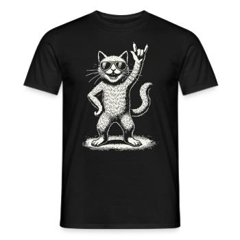 Musique rock Drôle de chat Concert de heavy metal - T-shirt homme - noir - Devant - AI Model Male 178 light (178cm)