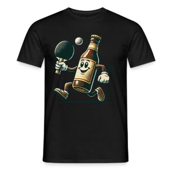 Lustige Bierflasche Tischtennis Spaß Design - Männer T-Shirt - Schwarz - Vorne - AI Model Male 178 light (178cm)