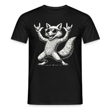 Rock Music Funny Fox Concert - Men's T-Shirt - black - Front - AI Model Male 178 light (178cm)