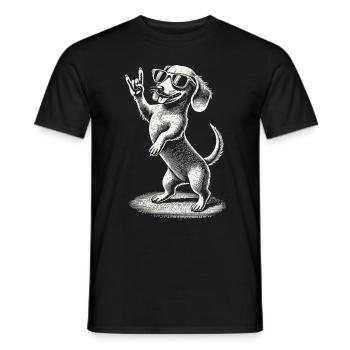 Drôle Heavy Metal Chien Festival Teckel Rétro - T-shirt homme - noir - Devant - AI Model Male 178 light (178cm)
