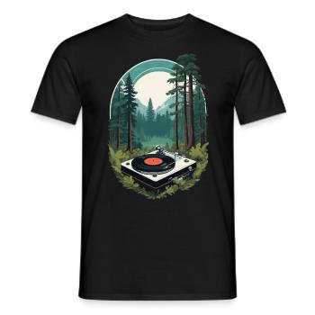 Musique Streetwear Outfit Nature Vinyle Platine - T-shirt homme - noir - Devant - AI Model Male 178 light (178cm)