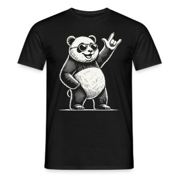 Panda de musique rock rétro avec un geste cool - T-shirt homme - noir - Devant - AI Model Male 178 light (178cm)