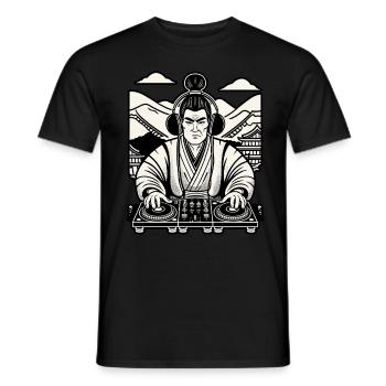 Music Retro DJ Samurai Streetwear Inspiration - Men's T-Shirt - black - Front - AI Model Male 178 light (178cm)