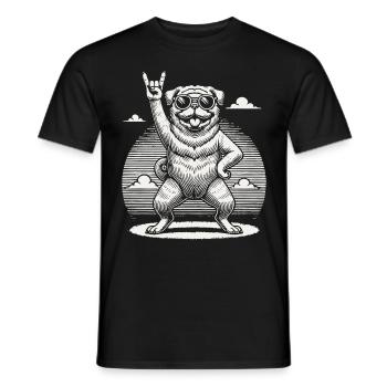Pug Dog Rock Music Festival Style - Men's T-Shirt - black - Front - AI Model Male 178 light (178cm)