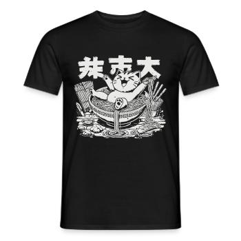 Kawaii Katzen Ramen Nudeln Japanische Streetwear - Männer T-Shirt - Schwarz - Vorne - AI Model Male 178 light (178cm)