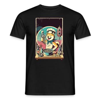 Shiba Dog Ramen Chef Funny Dogs Japon - T-shirt homme - noir - Devant - AI Model Male 178 light (178cm)