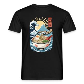 Ramen Noodles Ukiyo-E Japanese Retro Streetwear - Men's T-Shirt - black - Front - AI Model Male 178 light (178cm)