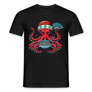 Nouilles Ramen Octopus Retro Japon - T-shirt homme - noir - Devant - AI Model Male 178 light (178cm)