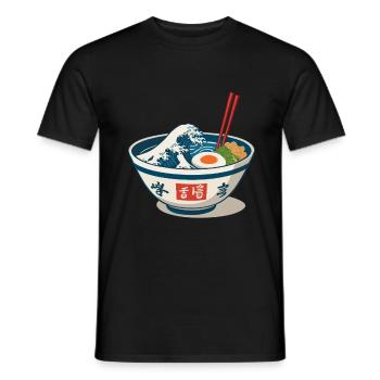 Ramen Nudeln Ukiyo-E Japan Retro Ästhetik - Männer T-Shirt - Schwarz - Vorne - AI Model Male 178 light (178cm)