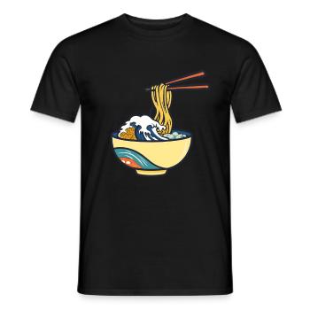 Japanese Ramen Ukiyo-E Retro Aesthetic - Men's T-Shirt - black - Front - AI Model Male 178 light (178cm)