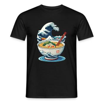 Ramen Ukiyo-E Japanisches Retro Streetwear - Männer T-Shirt - Schwarz - Vorne - AI Model Male 178 light (178cm)