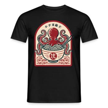Nouilles Ramen Ukiyo-e Octopus Retro Japon - T-shirt homme - noir - Devant - AI Model Male 178 light (178cm)