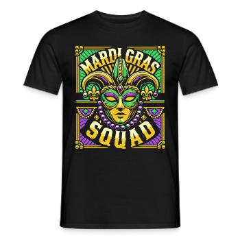 Mardi Gras Squad Maske Karneval Feier - Männer T-Shirt - Schwarz - Vorne - AI Model Male 178 light (178cm)