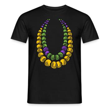 Colorful Mardi Gras necklaces for partygoers - Men's T-Shirt - black - Front - AI Model Male 178 light (178cm)