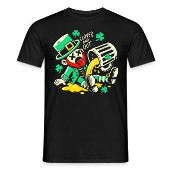 Funny St. Patrick's Day clover and out - Men's T-Shirt - black - Front - AI Model Male 178 light (178cm)