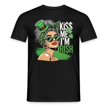 Embrasse-moi Je suis irlandais Motif de la fête de la Saint-Patrick - T-shirt homme - noir - Devant - AI Model Male 178 light (178cm)