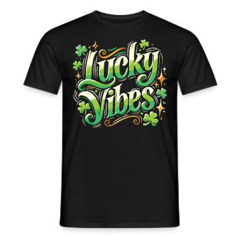 Saint-Patrick Lucky Vibes Shamrock - T-shirt homme - noir - Devant - AI Model Male 178 light (178cm)