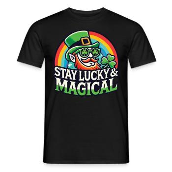 Bleib Glücklich & Magisch Am St. Patrick's Day - Männer T-Shirt - Schwarz - Vorne - AI Model Male 178 light (178cm)