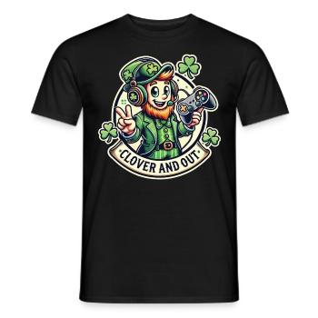Clover And Out St. Patrick's Day Gaming Fun - Men's T-Shirt - black - Front - AI Model Male 178 light (178cm)
