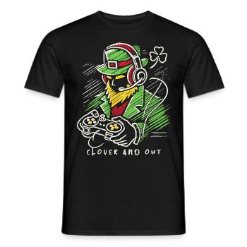 St. Patrick's Day Gamer clover and out - Men's T-Shirt - black - Front - AI Model Male 178 light (178cm)