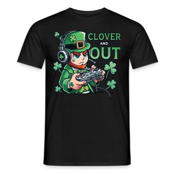 St. Patrick's Day Gaming Design Clover and Out - Men's T-Shirt - black - Front - AI Model Male 178 light (178cm)