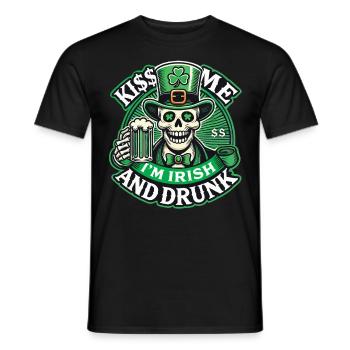 Saint-Patrick Embrasse-moi Je suis Irlandais - T-shirt homme - noir - Devant - AI Model Male 178 light (178cm)