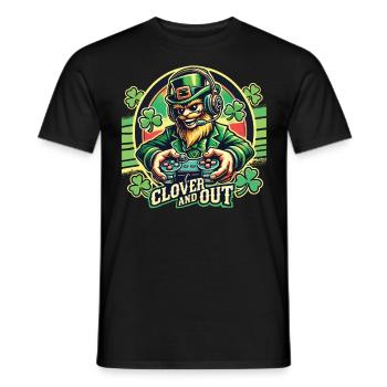 clover and out Gamer St. Patrick's Day Fun - Men's T-Shirt - black - Front - AI Model Male 178 light (178cm)