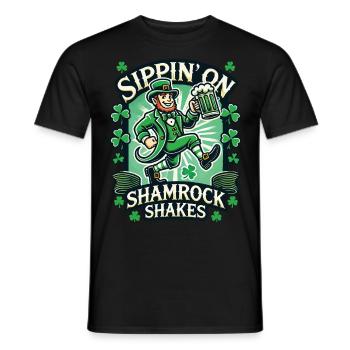 Siroter des shakes Shamrock pour la Saint-Patrick - T-shirt homme - noir - Devant - AI Model Male 178 light (178cm)