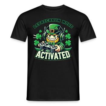Gamer Leprechaun Mode Enabled St. Patrick's Day - Men's T-Shirt - black - Front - AI Model Male 178 light (178cm)