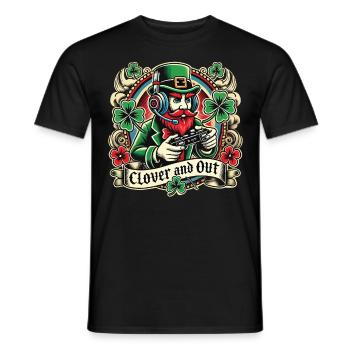 St. Patrick's Day Gaming Leprechaun Clover And Out - Men's T-Shirt - black - Front - AI Model Male 178 light (178cm)