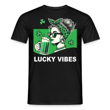Saint-Patrick Lucky Vibes Shamrock - T-shirt homme - noir - Devant - AI Model Male 178 light (178cm)